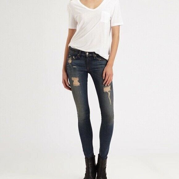 Rag and bone skinny warren distressed denim jeans size US 27 - Picture 2 of 8